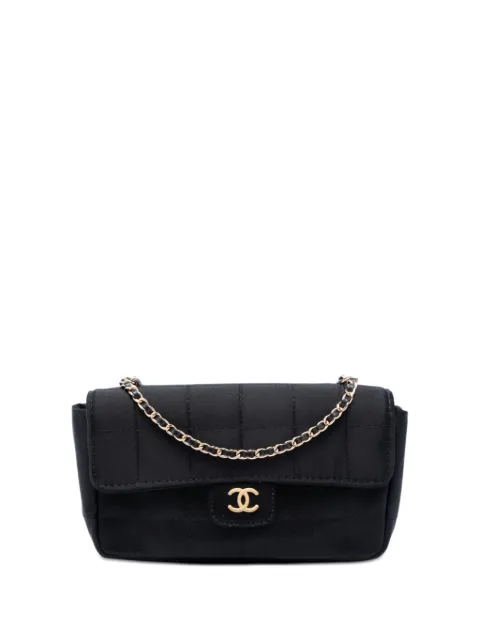 CHANEL Pre-Owned 2003-2004 Mini Square Chocolate Bar Satin Single Flap crossbody bag