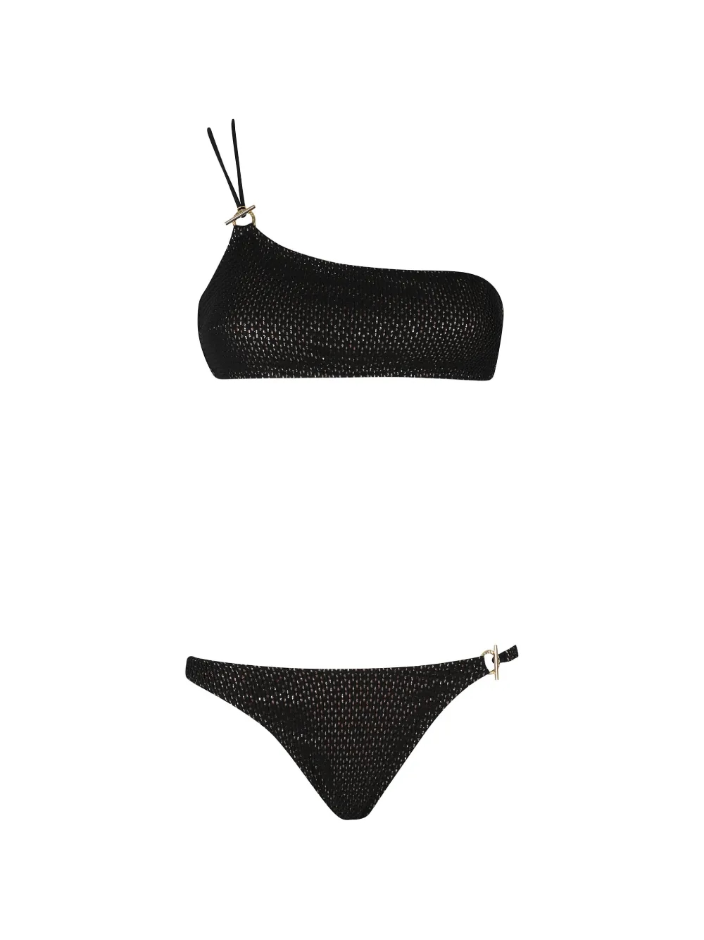 Pin Up Stars crochet-knit one-shoulder bikini - Nero