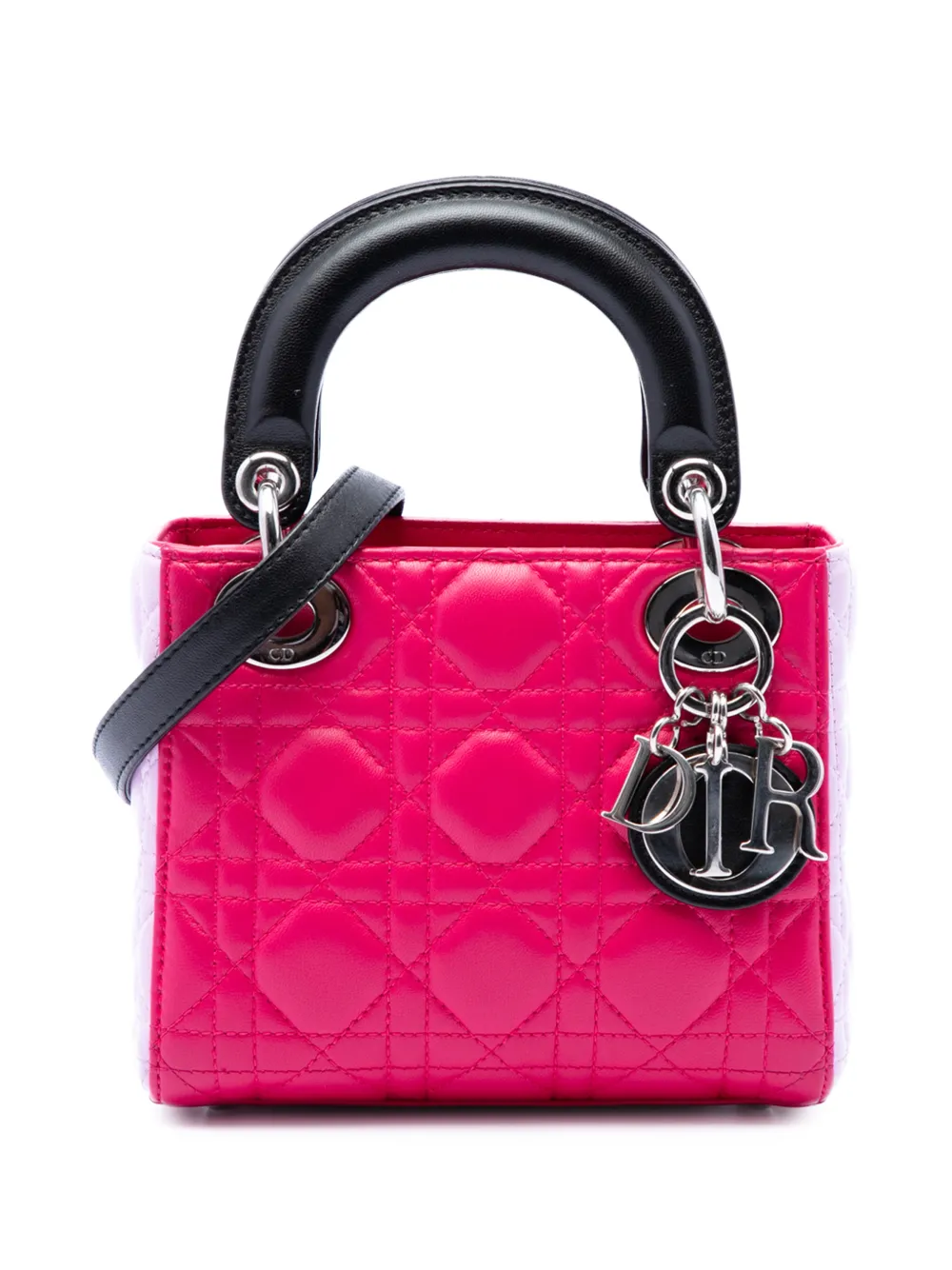Christian Dior Pre-Owned 2014 Mini Tricolor Lambskin Cannage Lady Dior satchel - Rosa