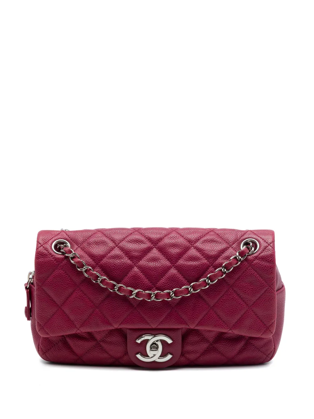 CHANEL Pre-Owned 2014-2015 Medium Quilted Caviar Easy Flap shoulder bag - Rosso