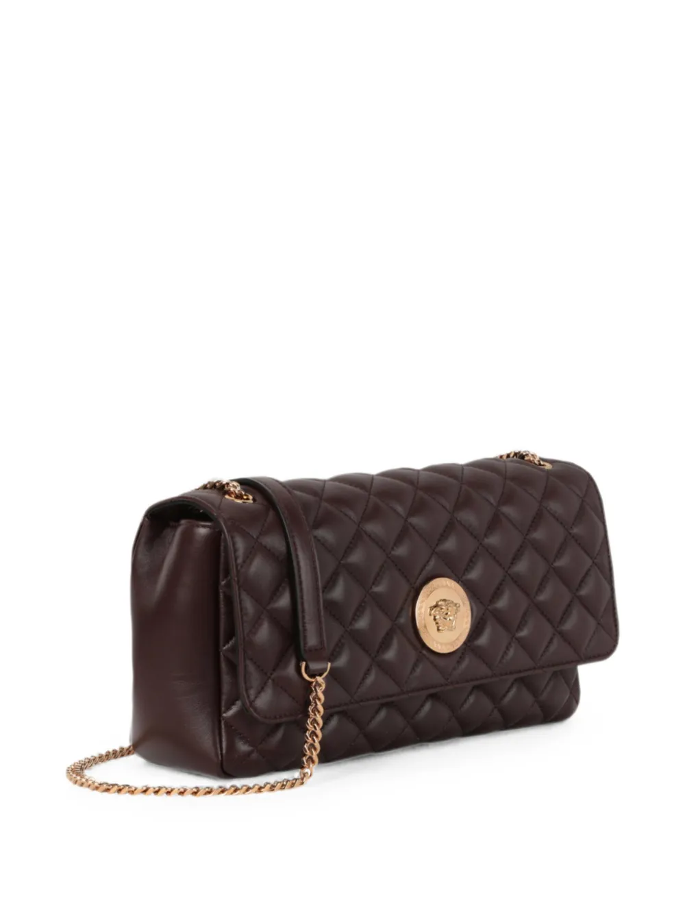 Versace Quilted Leather Shoulder Bag in Brown, view 3