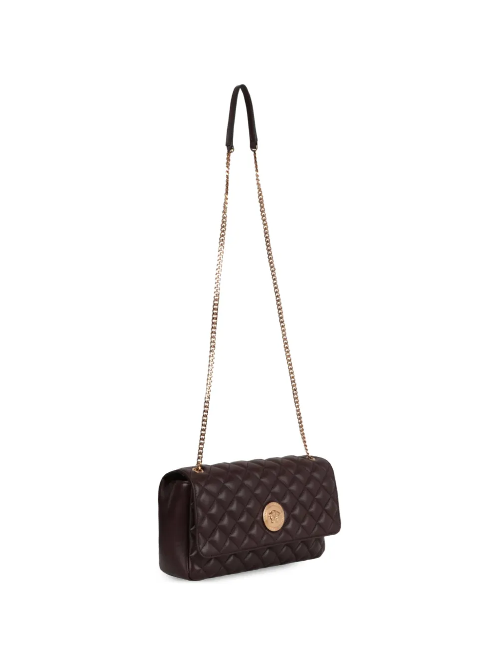 Versace Quilted Leather Shoulder Bag in Brown, view 4