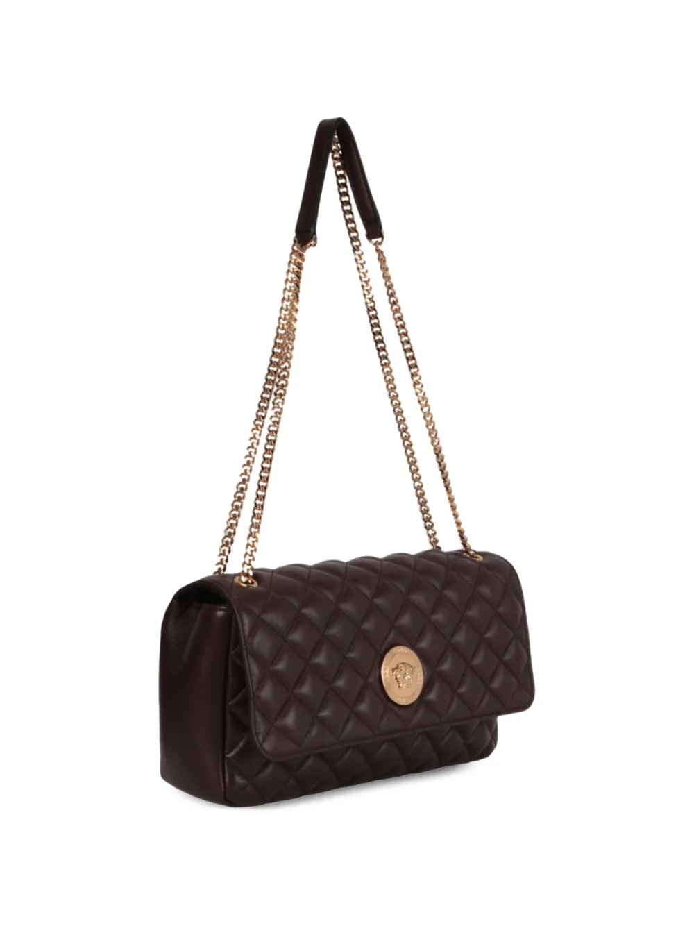 Versace Quilted Leather Shoulder Bag in Brown, view 5