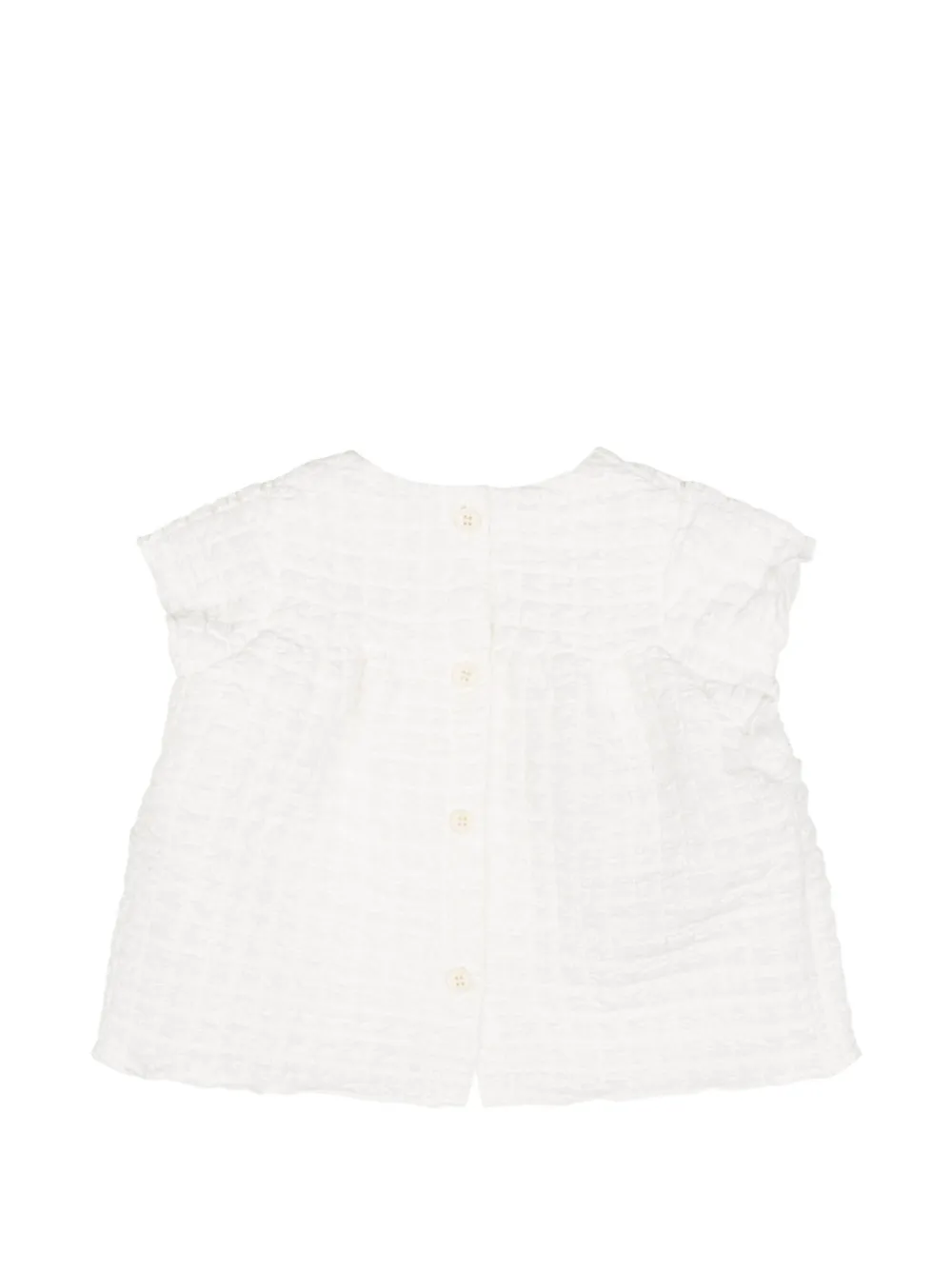 Douuod Kids Top met seersucker-textuur en plooien Wit