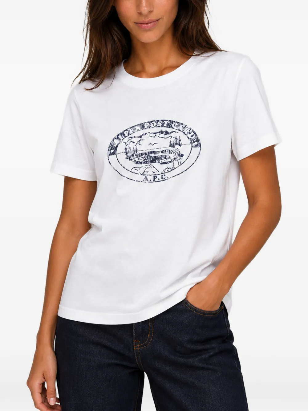A.P.C. Wit T-shirt met logo met vervaagd effect