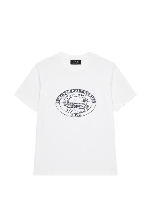 A.P.C. white T-shirt with faded-effect camping logo