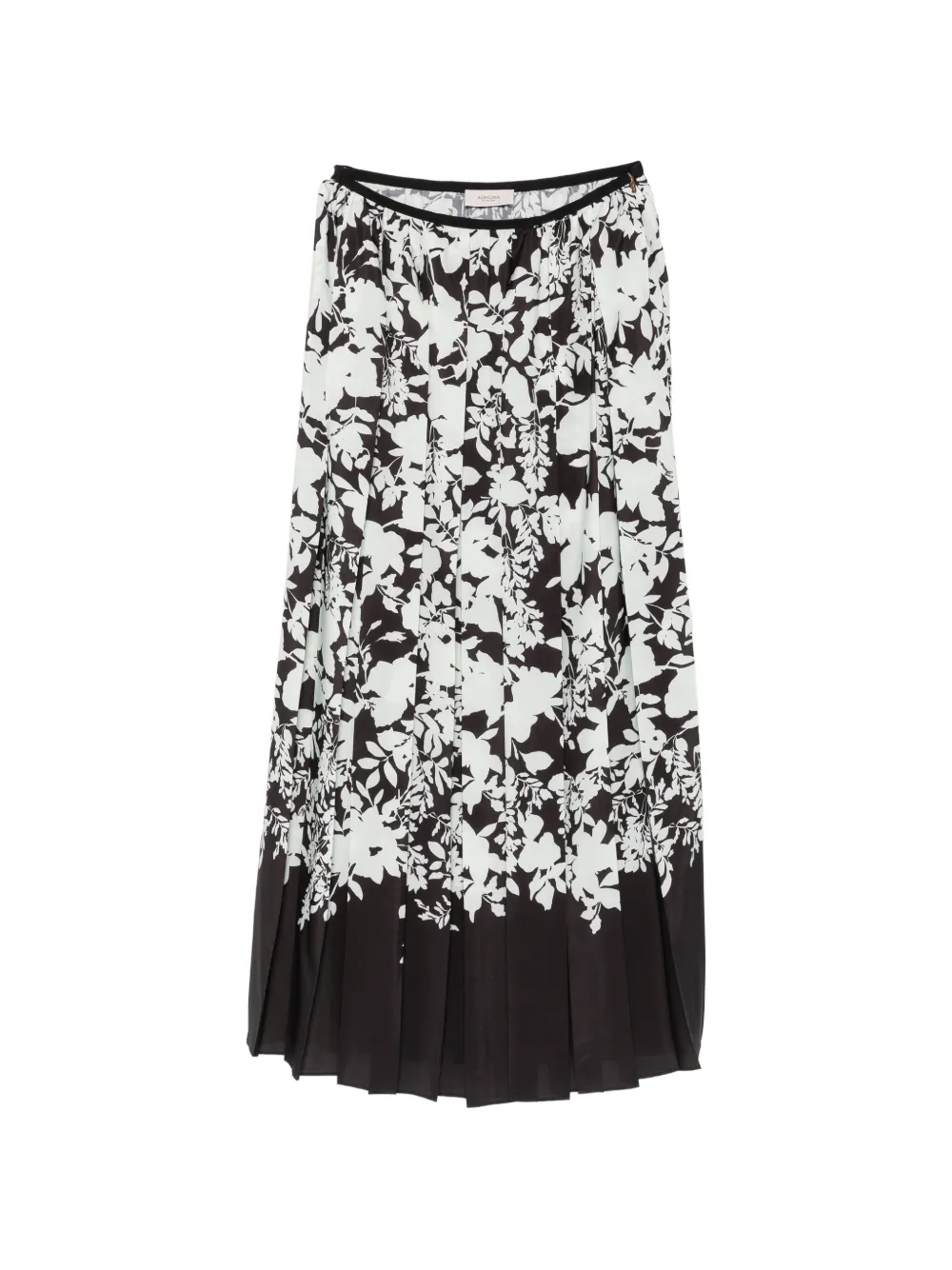 Agnona floral-print pleated midi skirt - Nero