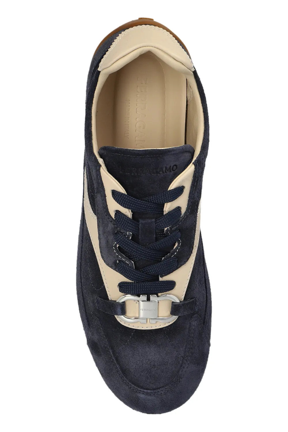 Ferragamo 간치니 스웨이드 패널 스니커즈 In Blue