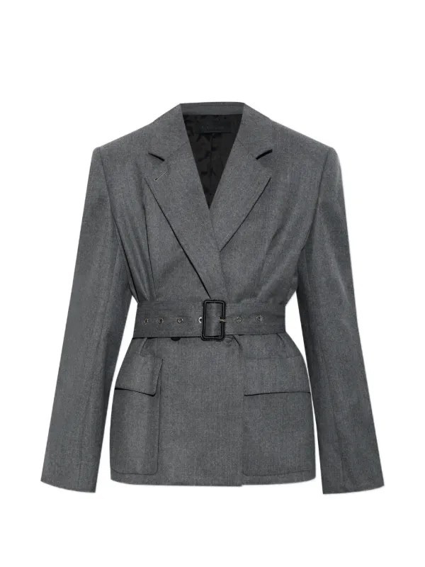 Lanvin Belted Double-breasted Jacket in Grey