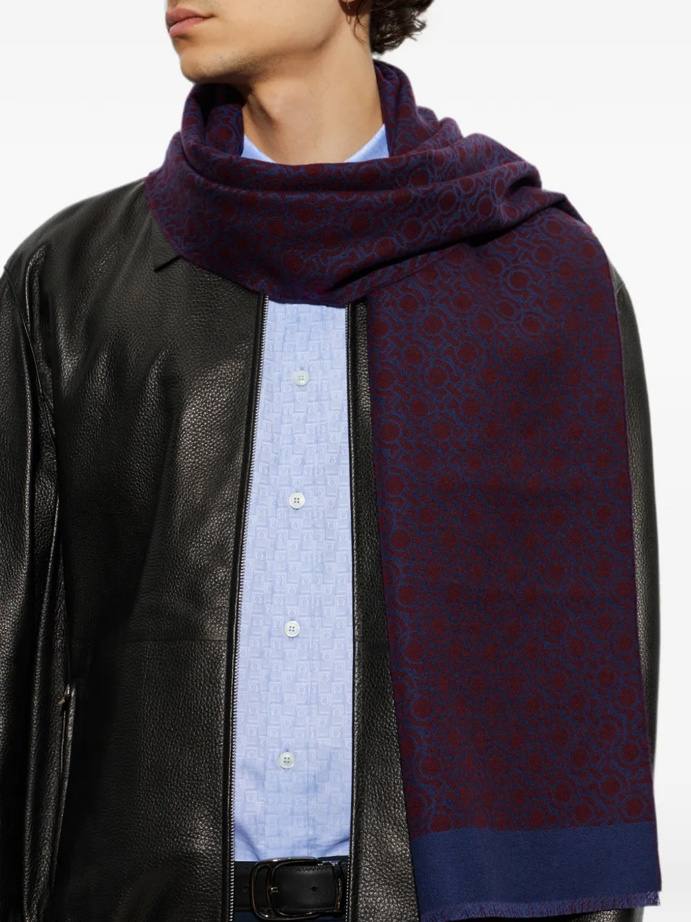 Ferragamo Sjaal met monogramprint Blauw