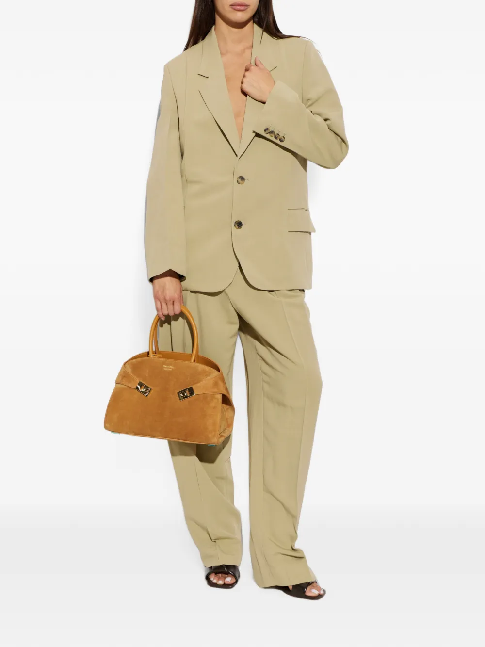 Victoria Beckham Straight plooibroek Beige