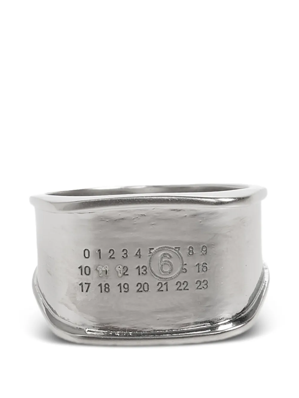MM6 Maison Margiela Anello a sigillo con logo inciso - Argento