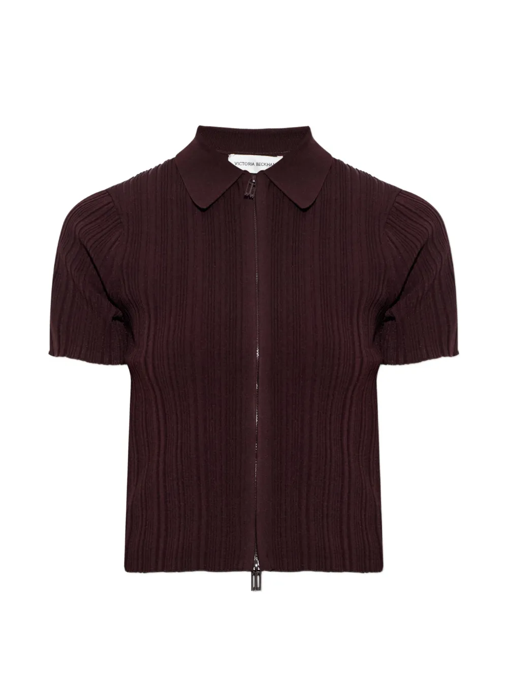 Victoria Beckham Cardigan a maniche corte a coste - Marrone