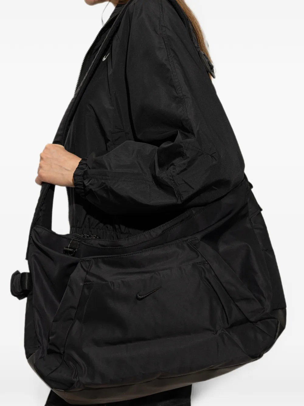 Nike logo-embroidered shoulder bag Zwart