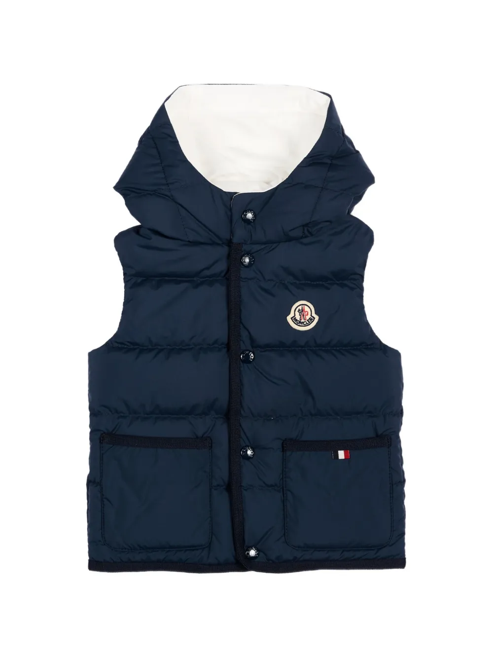 Moncler Enfant veste sans manches matelassée Pax à capuche - Bleu Moncler Enfant veste sans manches matelassée Pax à capuche - Bleu