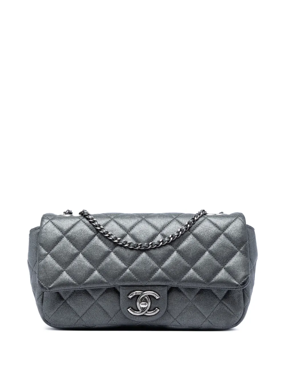 CHANEL Pre-Owned 2015-2016 Medium Iridescent Quilted Goatskin CC Eyelet Flap crossbody bag - Grigio