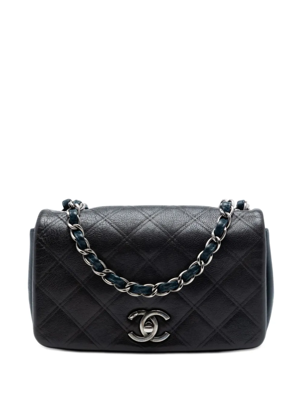 CHANEL Pre-Owned 2013-2014 Small Diamond Embossed Calfskin New Chic Flap shoulder bag - Grigio