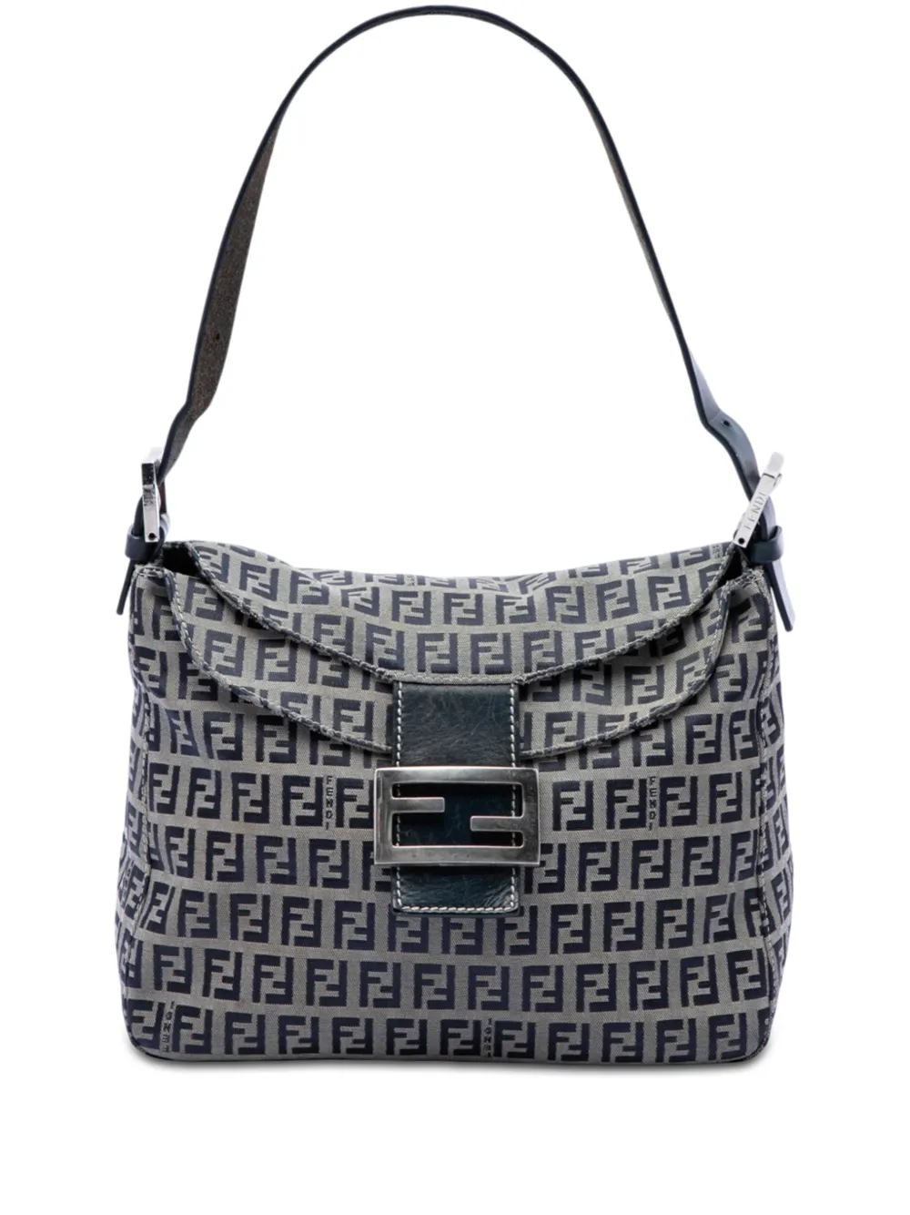 Fendi Pre-Owned 2000-2010 Zucchino Canvas Double Flap Mamma shoulder bag - Grigio
