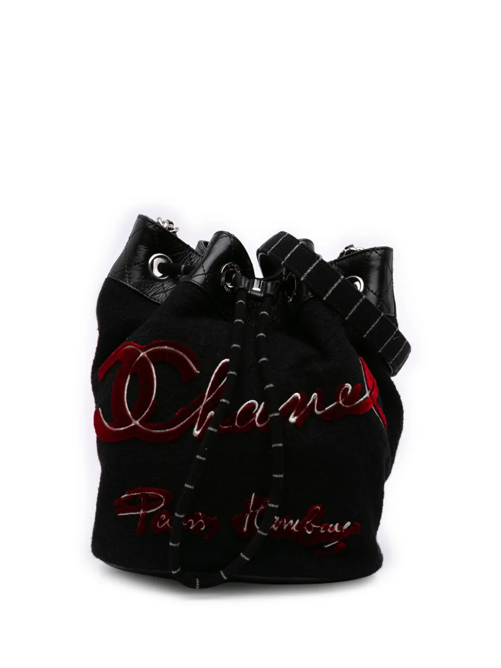 CHANEL Pre-Owned 2018-2019 Paris Hamburg Wool bucket bag - Nero