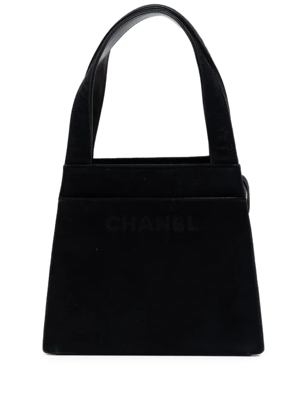 CHANEL Pre-Owned 1997-1999 スエード ロゴ ハンドバッグ | ブラック