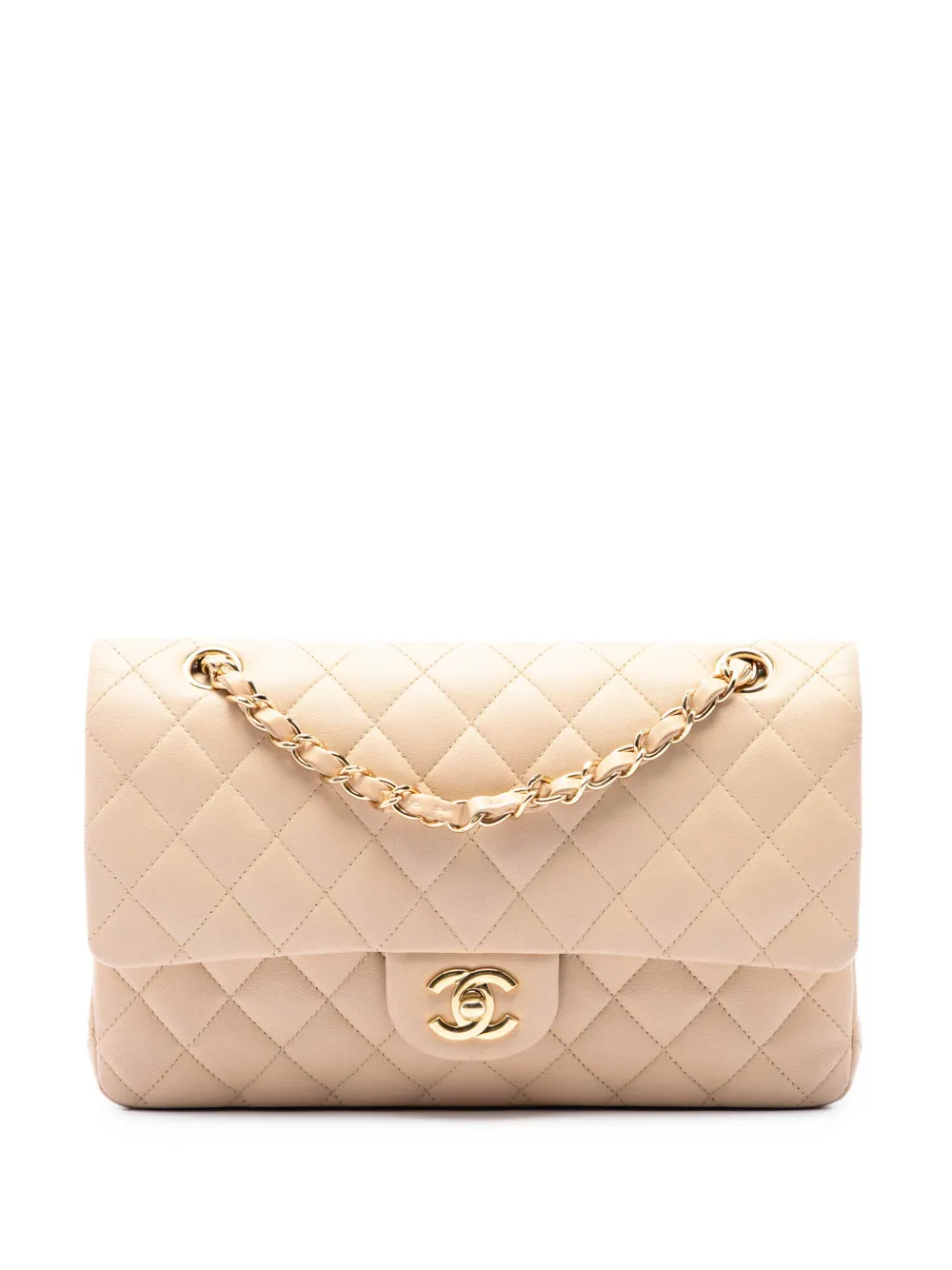CHANEL Pre-Owned 2010-2011 mittelgroße Classic Lammleder-Schultertasche - Braun