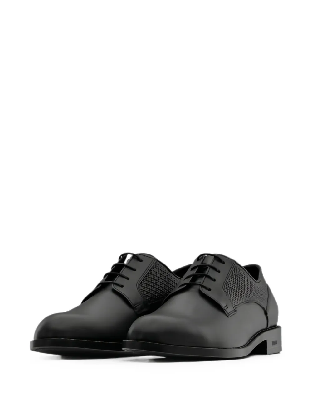 BOSS Leren derby schoenen met micro-patroon Zwart