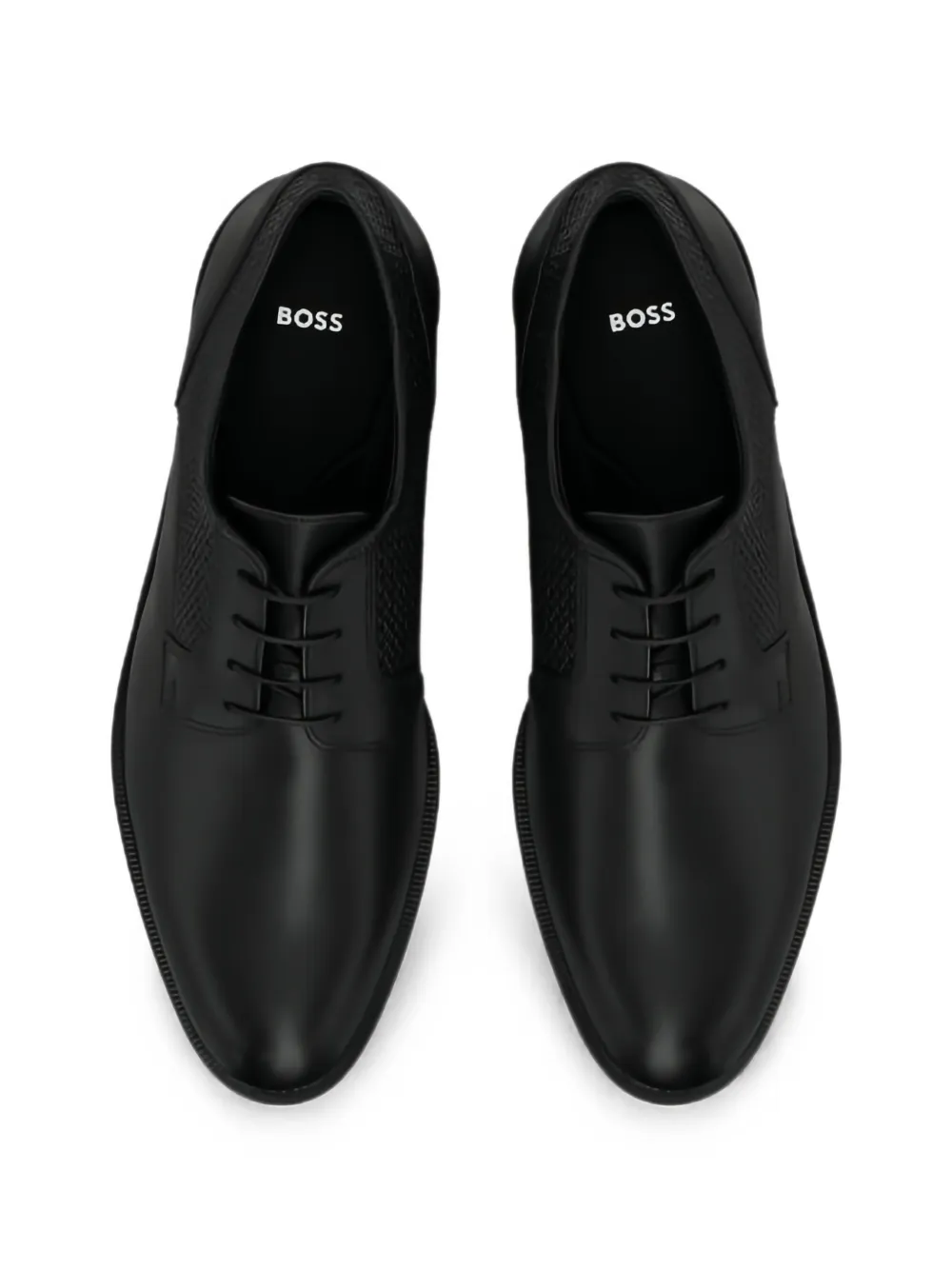 BOSS Leren derby schoenen met micro-patroon Zwart