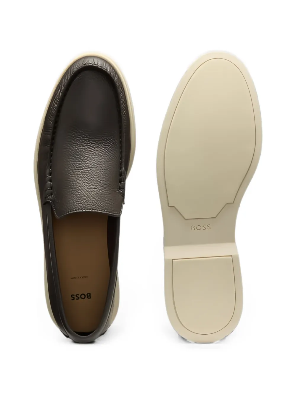 BOSS Leren loafers Bruin