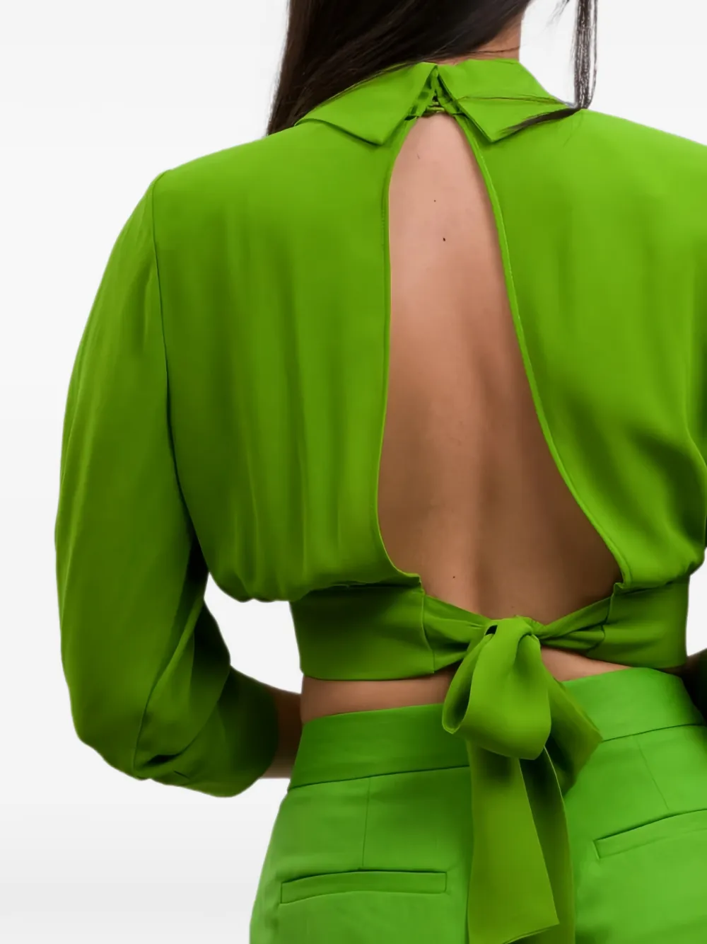 Elisabetta Franchi Georgette cropped blouse Groen