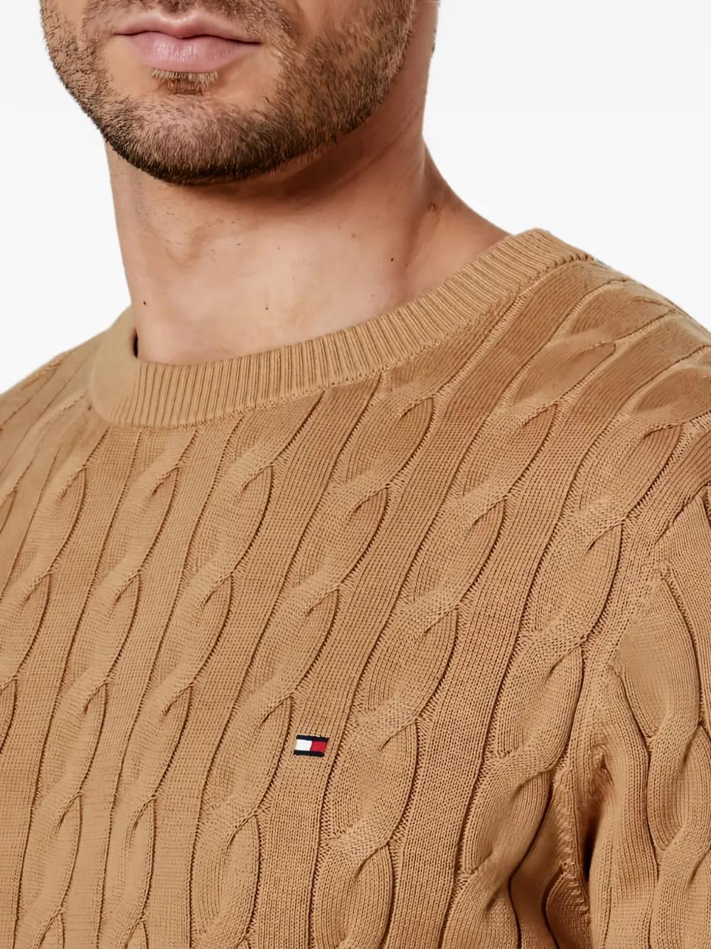 Tommy Hilfiger Kabelgebreide trui Bruin