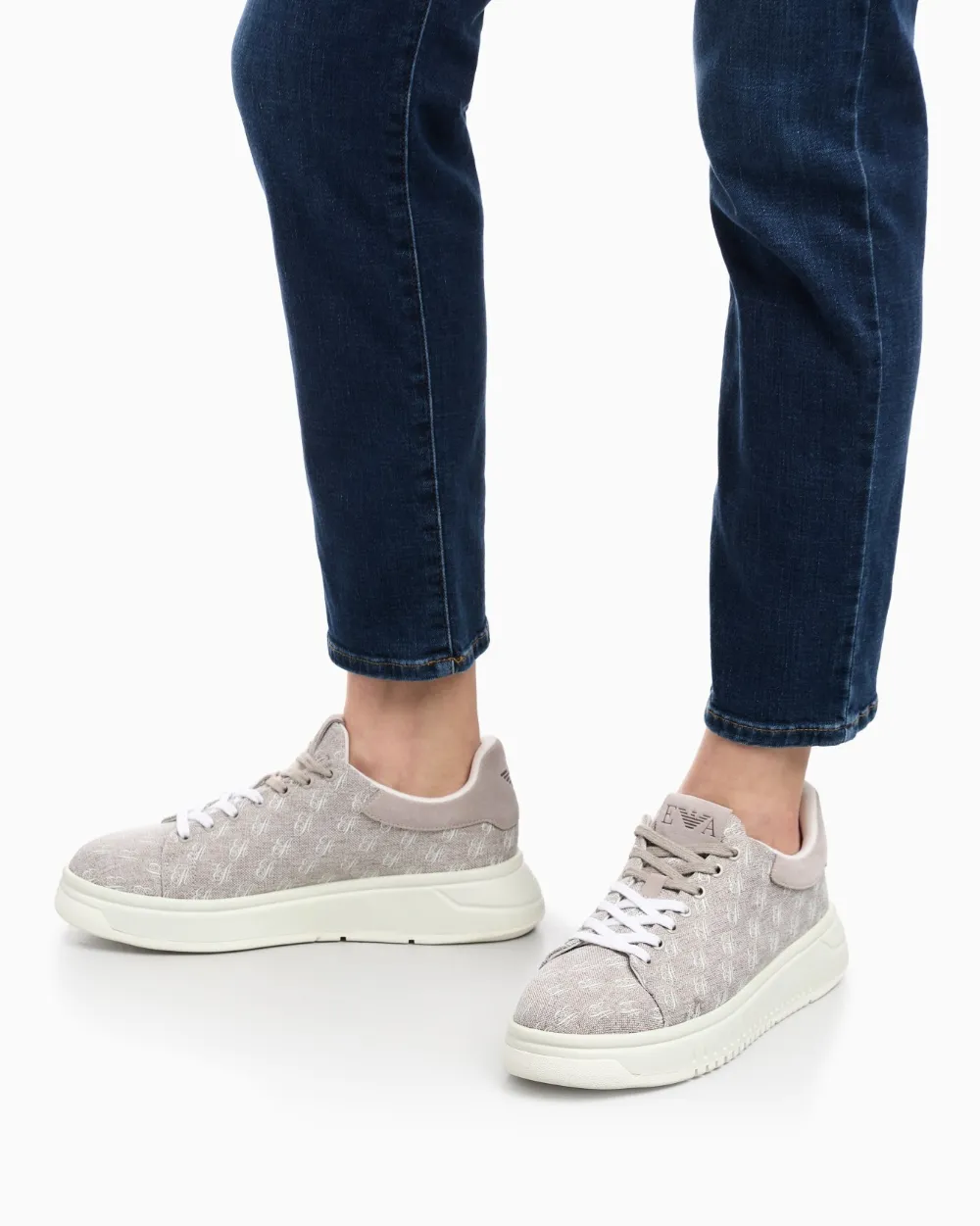 Emporio Armani logo-print clow-top sneakers Beige