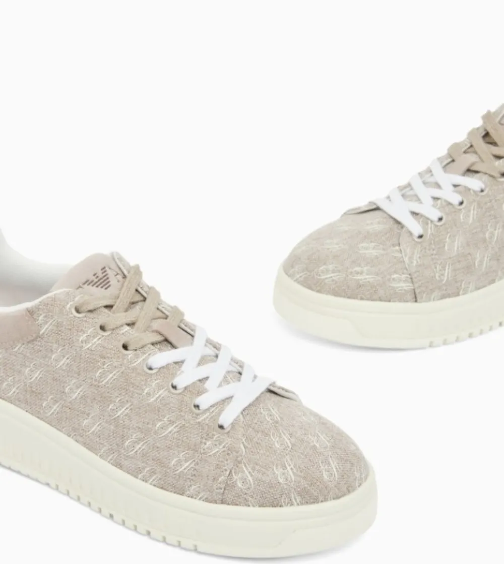 Emporio Armani logo-print clow-top sneakers Beige