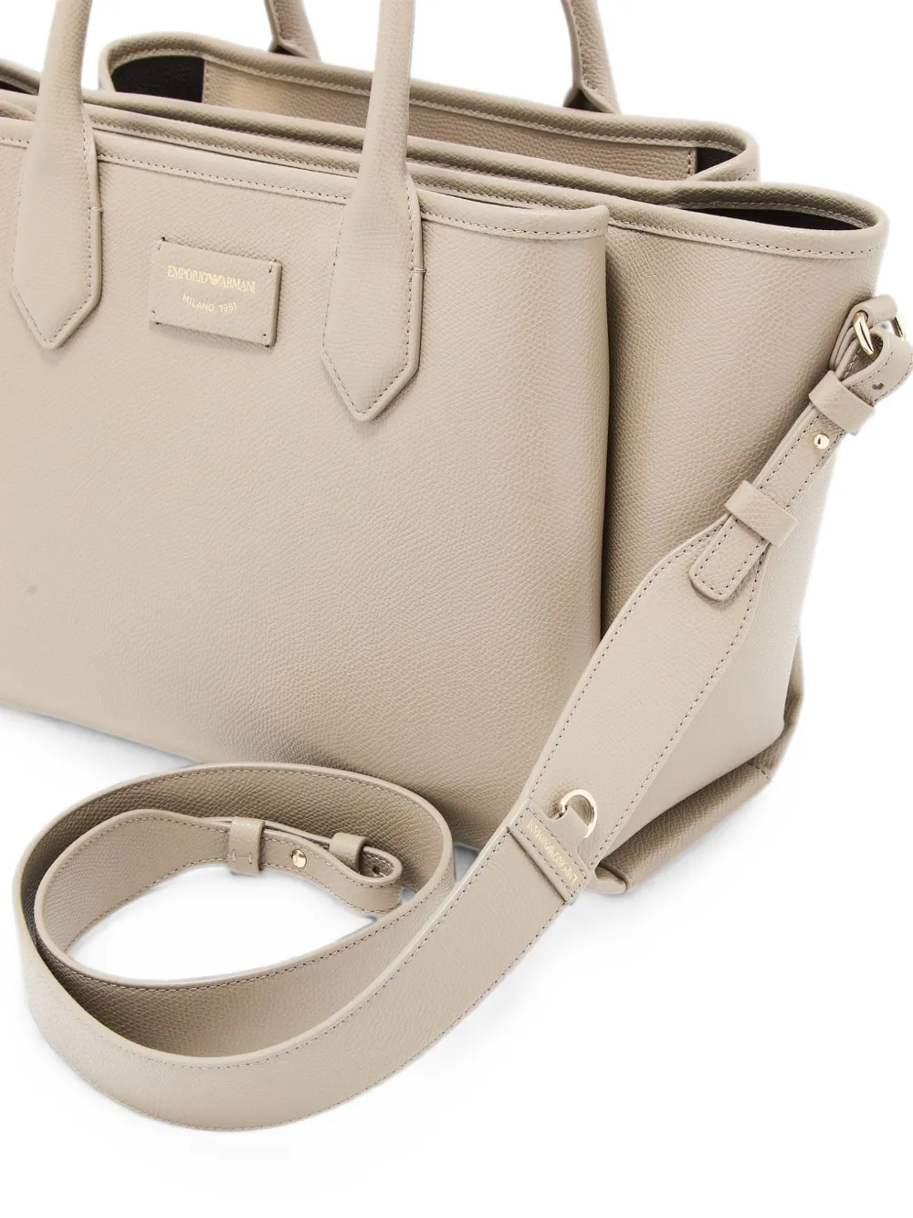 Emporio Armani Kleine shopper met palmellato-afwerking en logopatch Beige