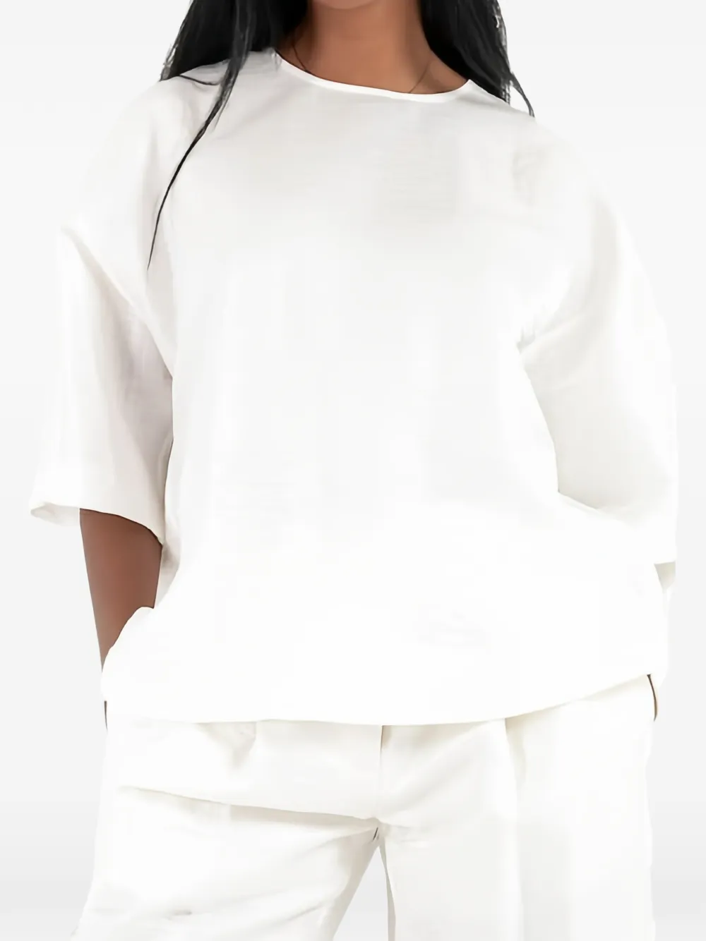 BOSS round-neck half-sleeve top - Bianco