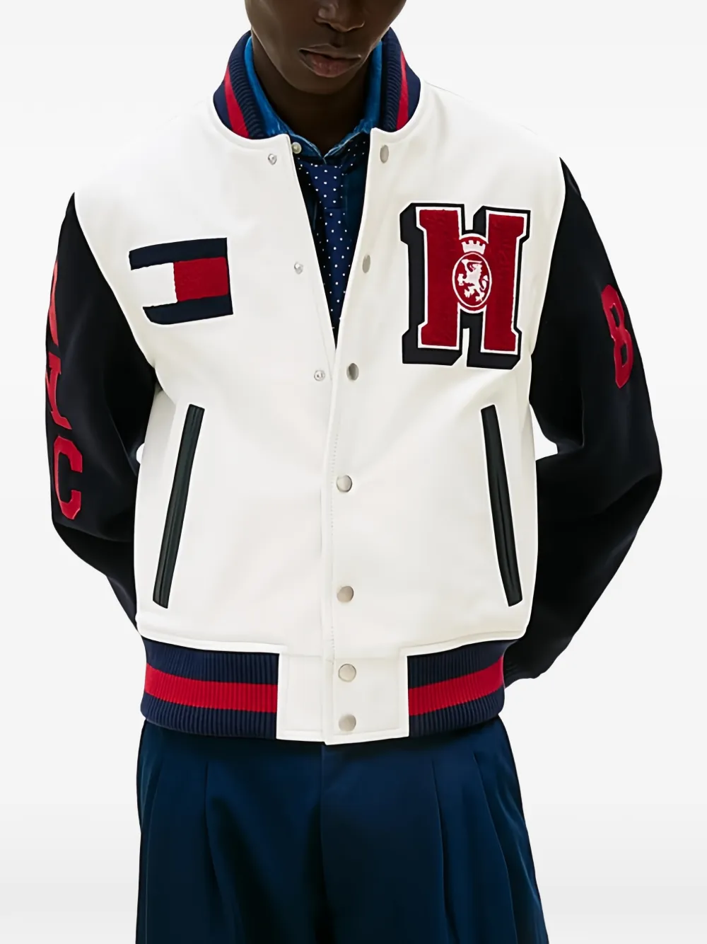 Tommy Hilfiger Bomberjack met logopatch Wit