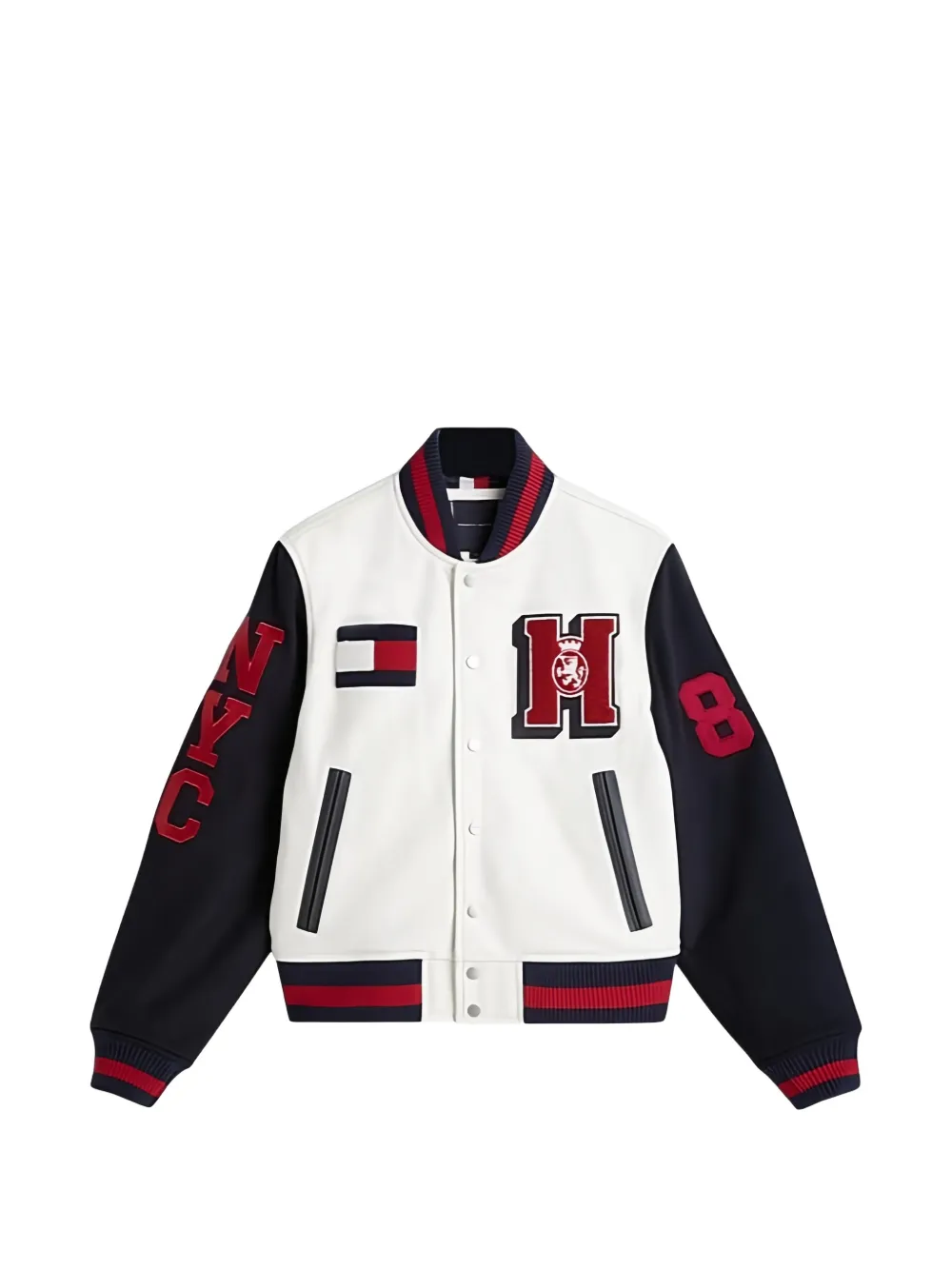 Tommy Hilfiger logo-appliqué leather jacket - Bianco