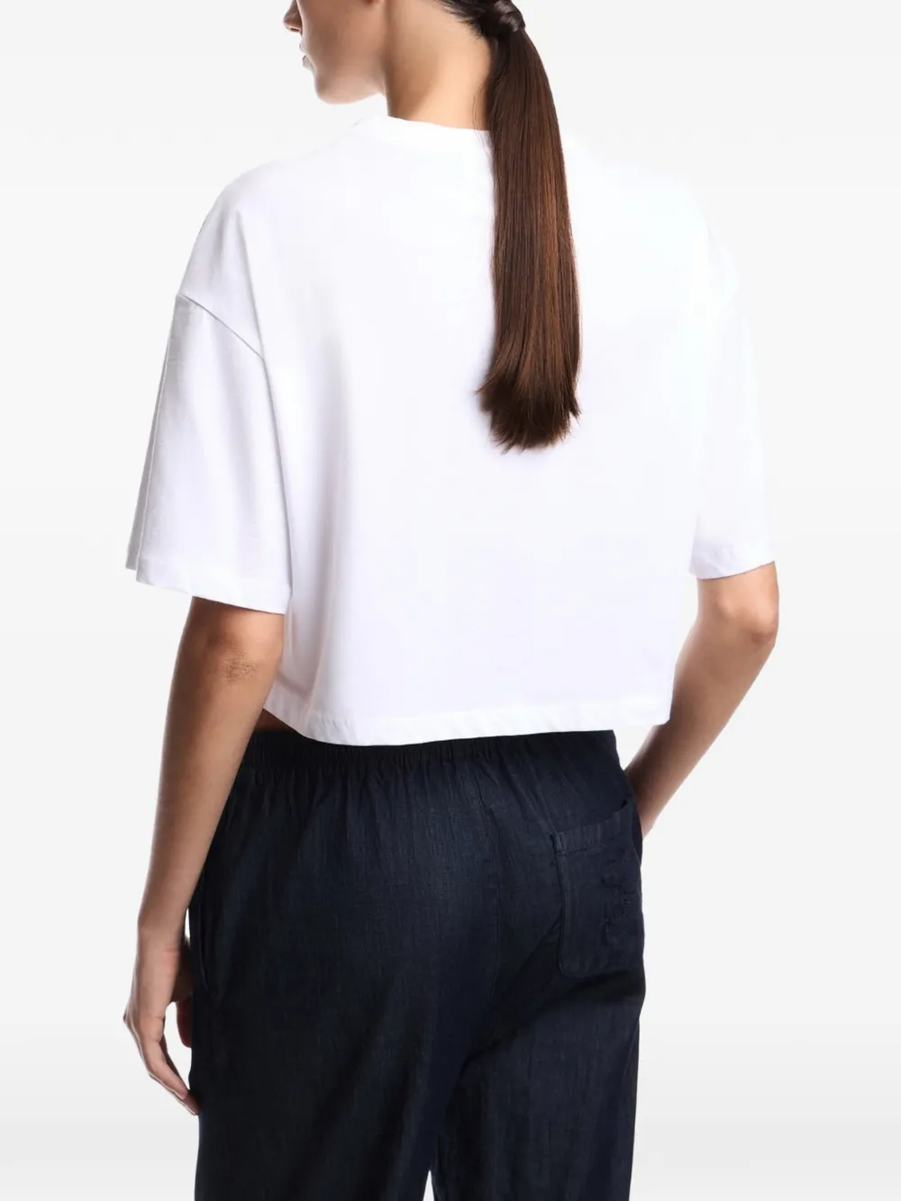 Emporio Armani Cropped T-shirt met logoprint Wit
