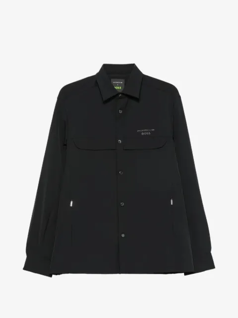 BOSS x Porsche logo-embossed flap-pocket shirt