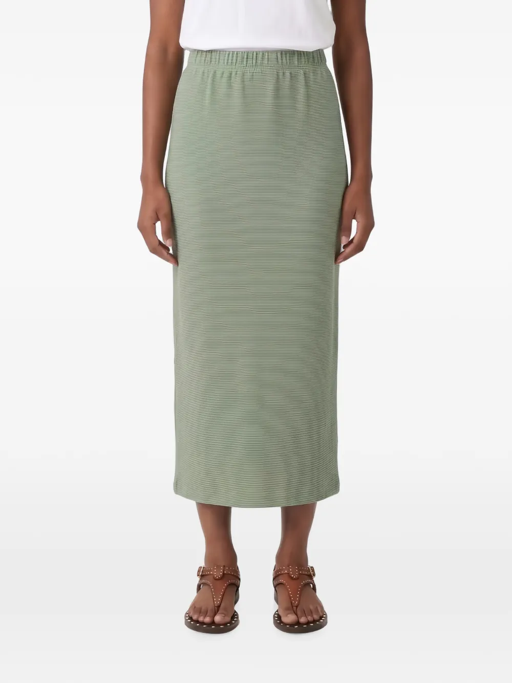 Max Mara Midi-rok met plooien en elastische taille Groen