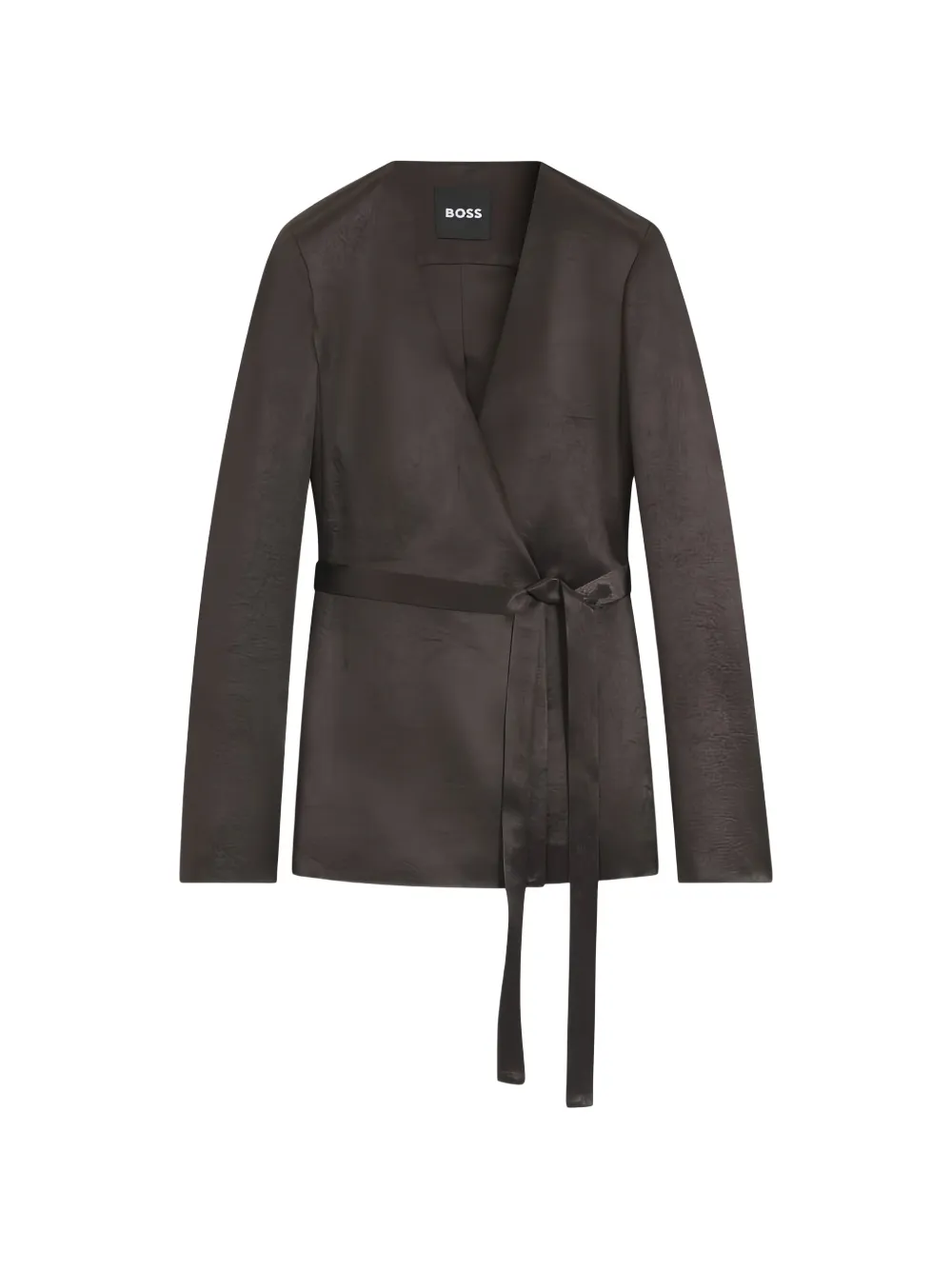 BOSS belted wrap-style jacket - Marrone