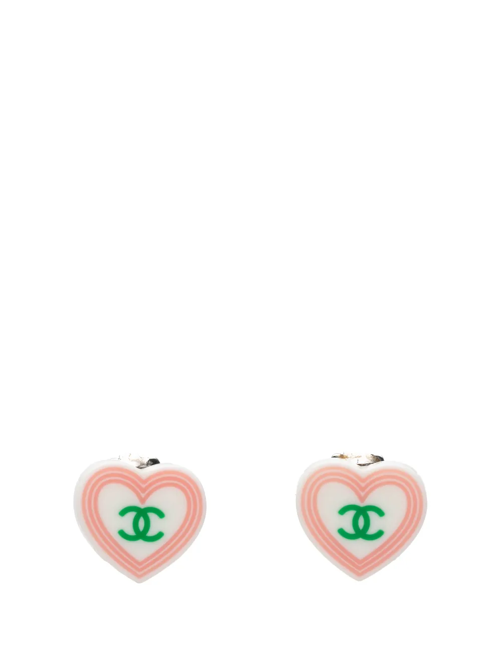 CHANEL Pre-Owned 2004 CC Resin Heart Clip On Earrings costume earrings - Bianco