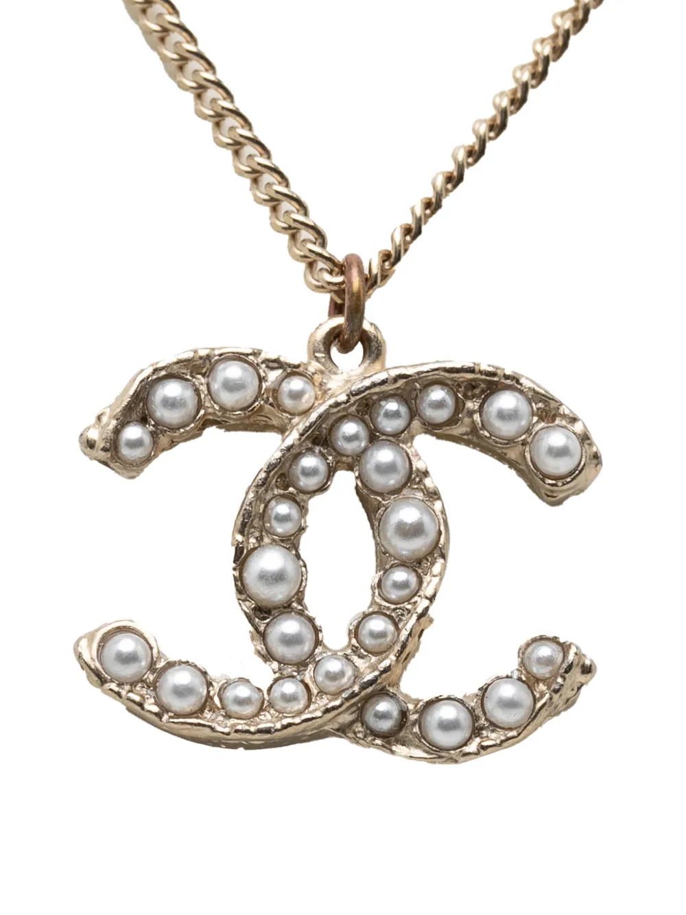 CHANEL Pre-Owned 2012 CC Gold Plated Faux Pearl Pendant Necklace costume necklace - Oro