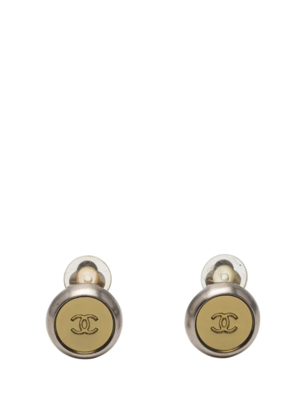 CHANEL Pre-Owned 1998 CC Brass and Gold Plated Disc Clip On Earrings costume earrings - Oro