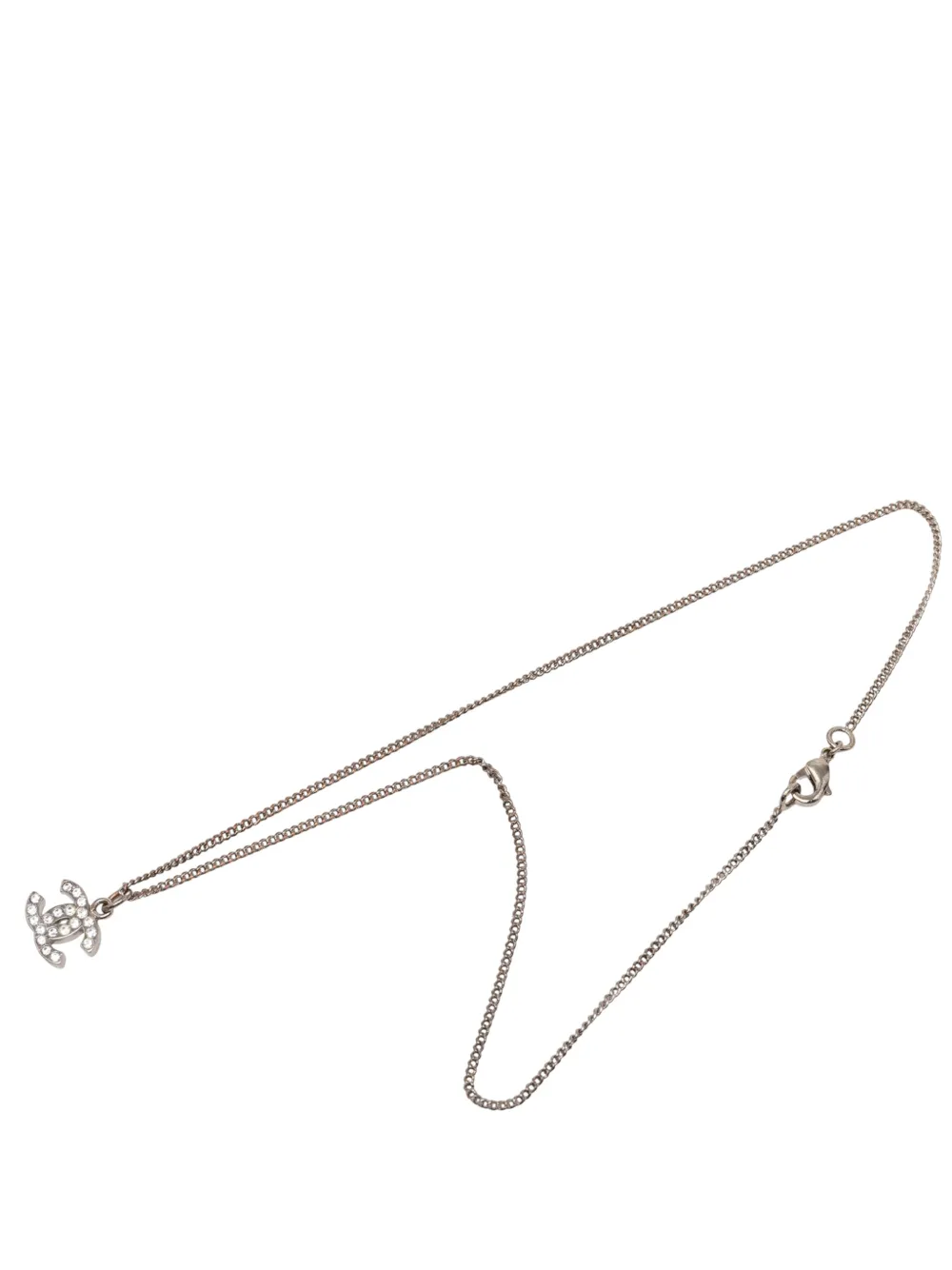 CHANEL Pre-Owned 2000-2010 CC Brass and Strass Pendant Necklace costume necklace - Argento