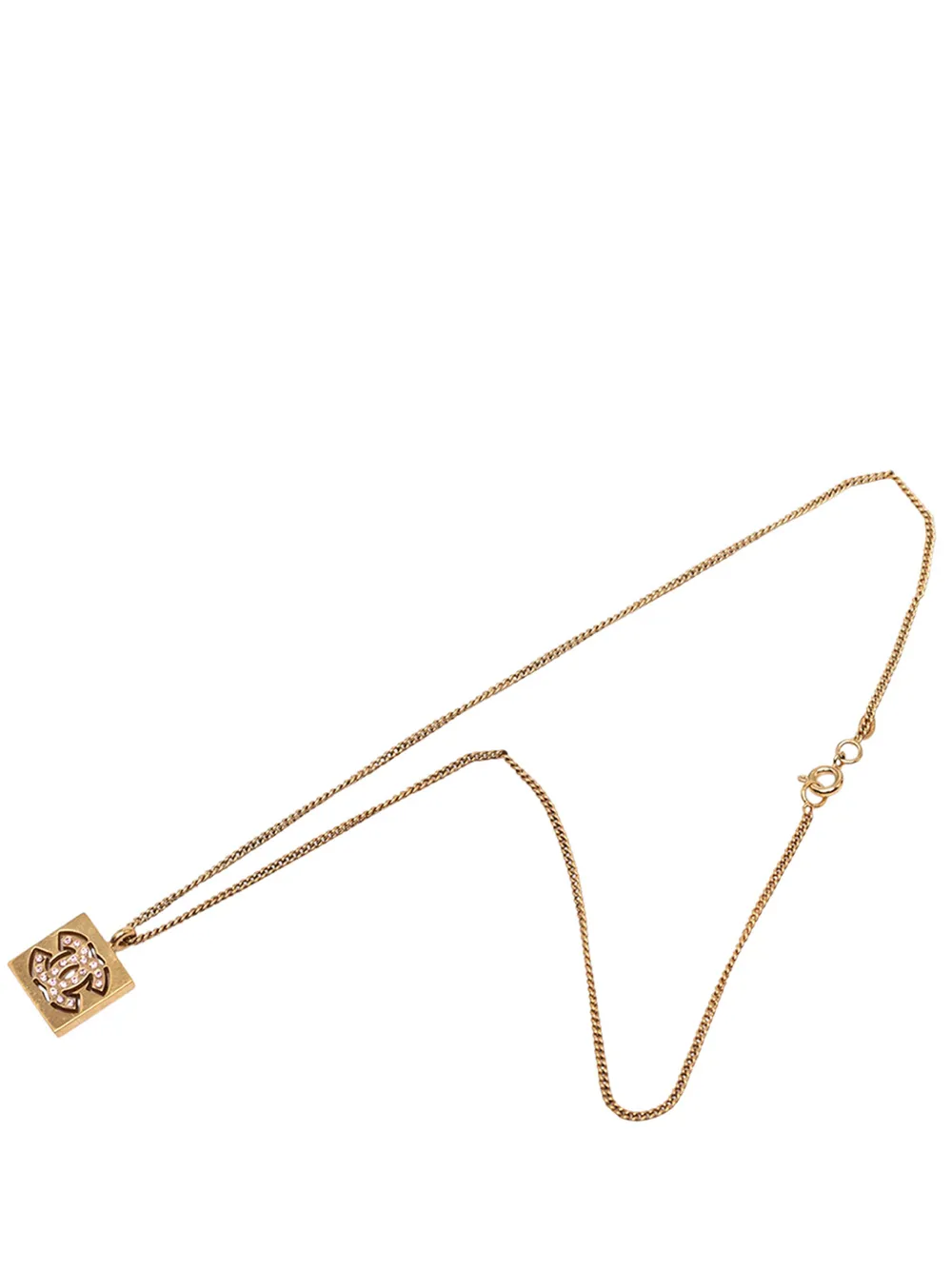 CHANEL Pre-Owned 2004 CC Gold Plated Strass Square Pendant Necklace costume necklace - Oro