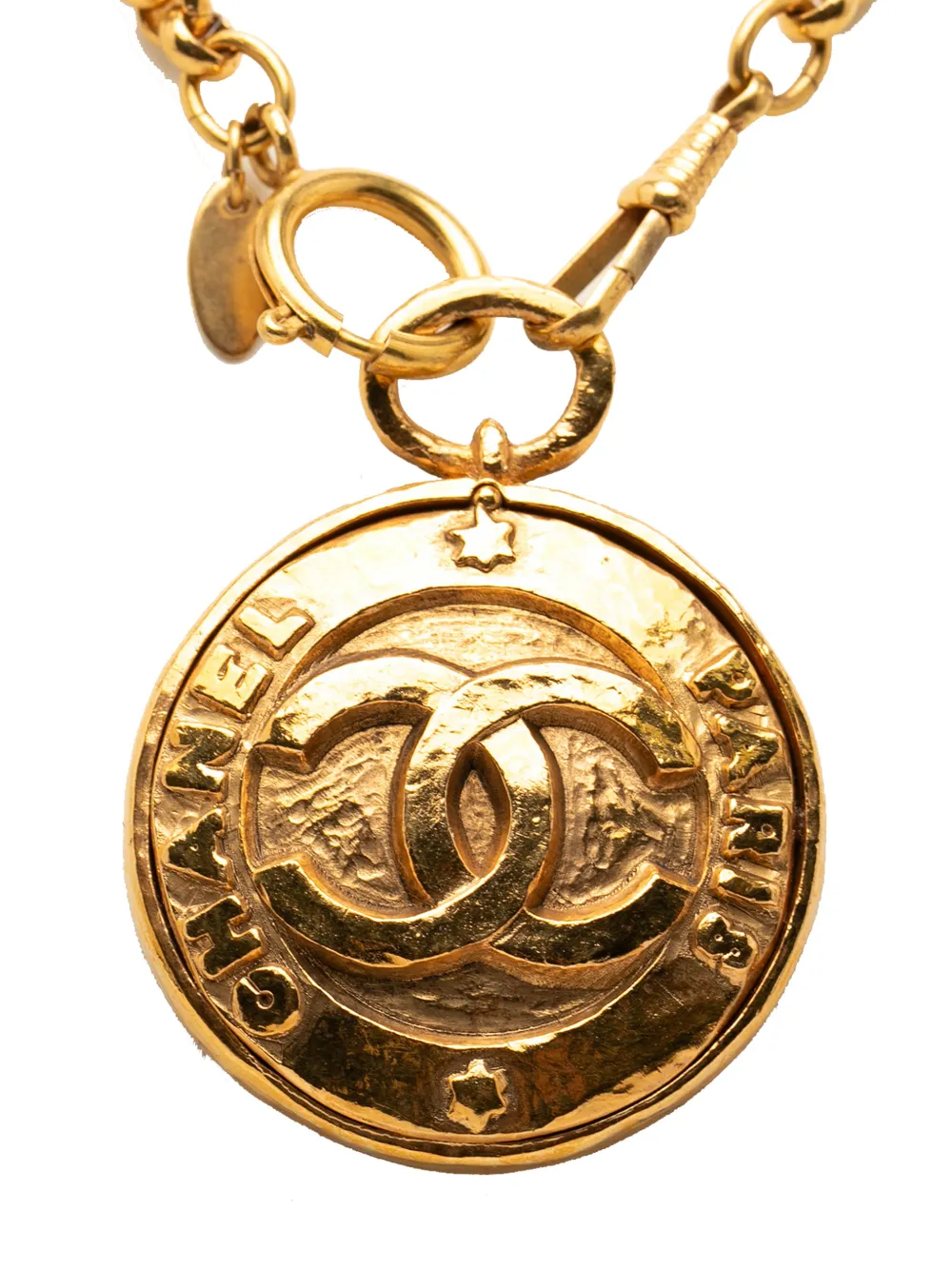 CHANEL Pre-Owned 1980-1990 CC Gold Plated Medallion Mirror Pendant Necklace costume necklace - Oro