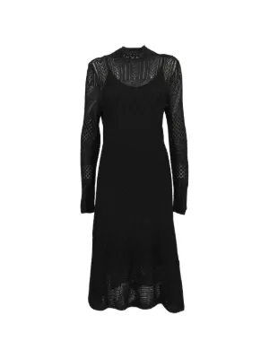 Polo Ralph Lauren Vintage crochet-knit long-sleeve Dress | Black