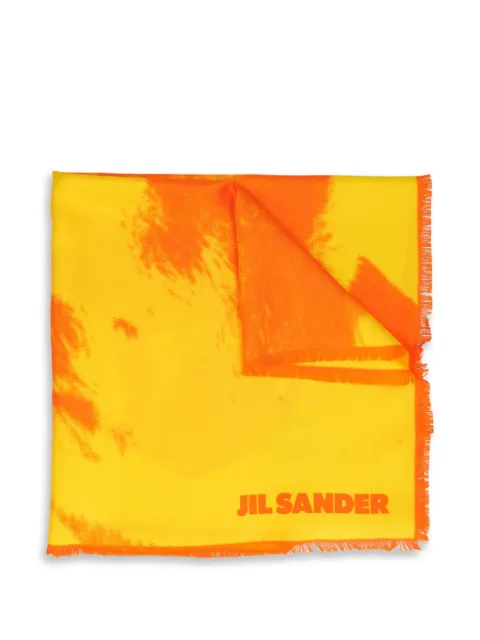 Jil Sander Pre-Owned mascada con logo estampado y flecos