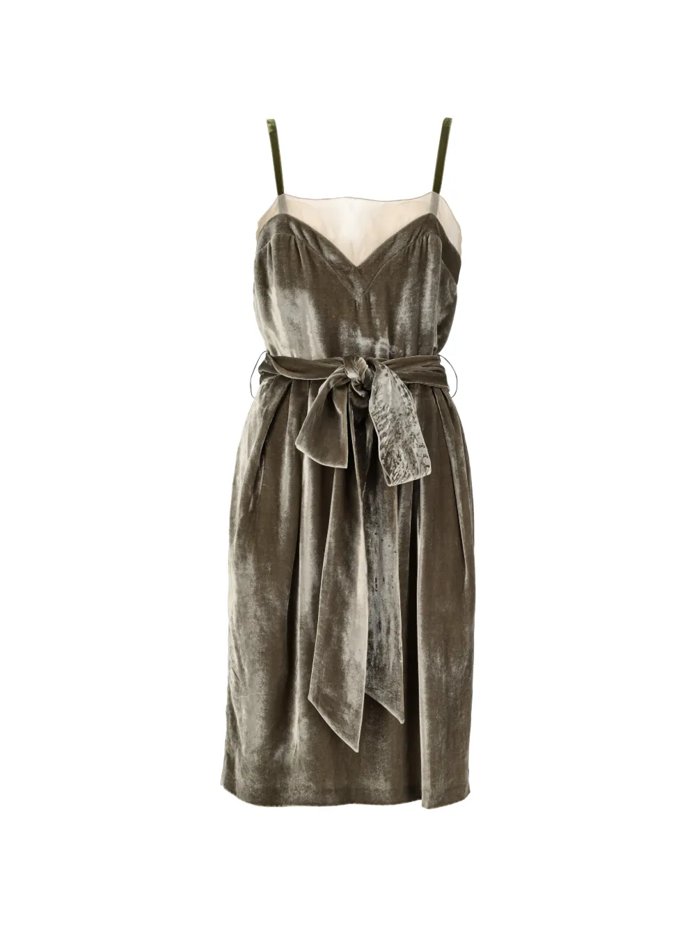 Stella McCartney Pre-Owned robe mi-longue ceinturée en velours - Vert