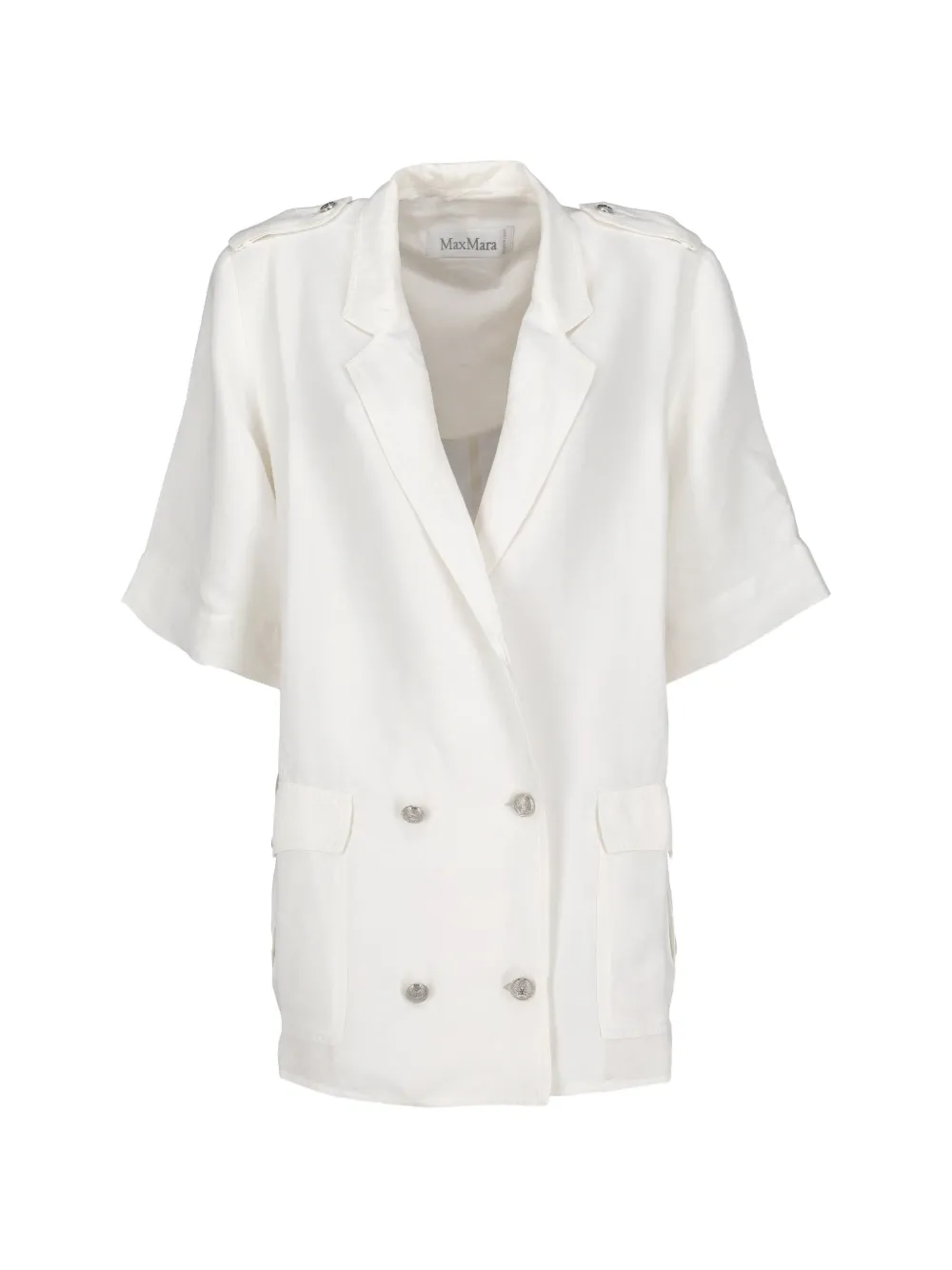Max Mara double-breasted epaulette jacket - White